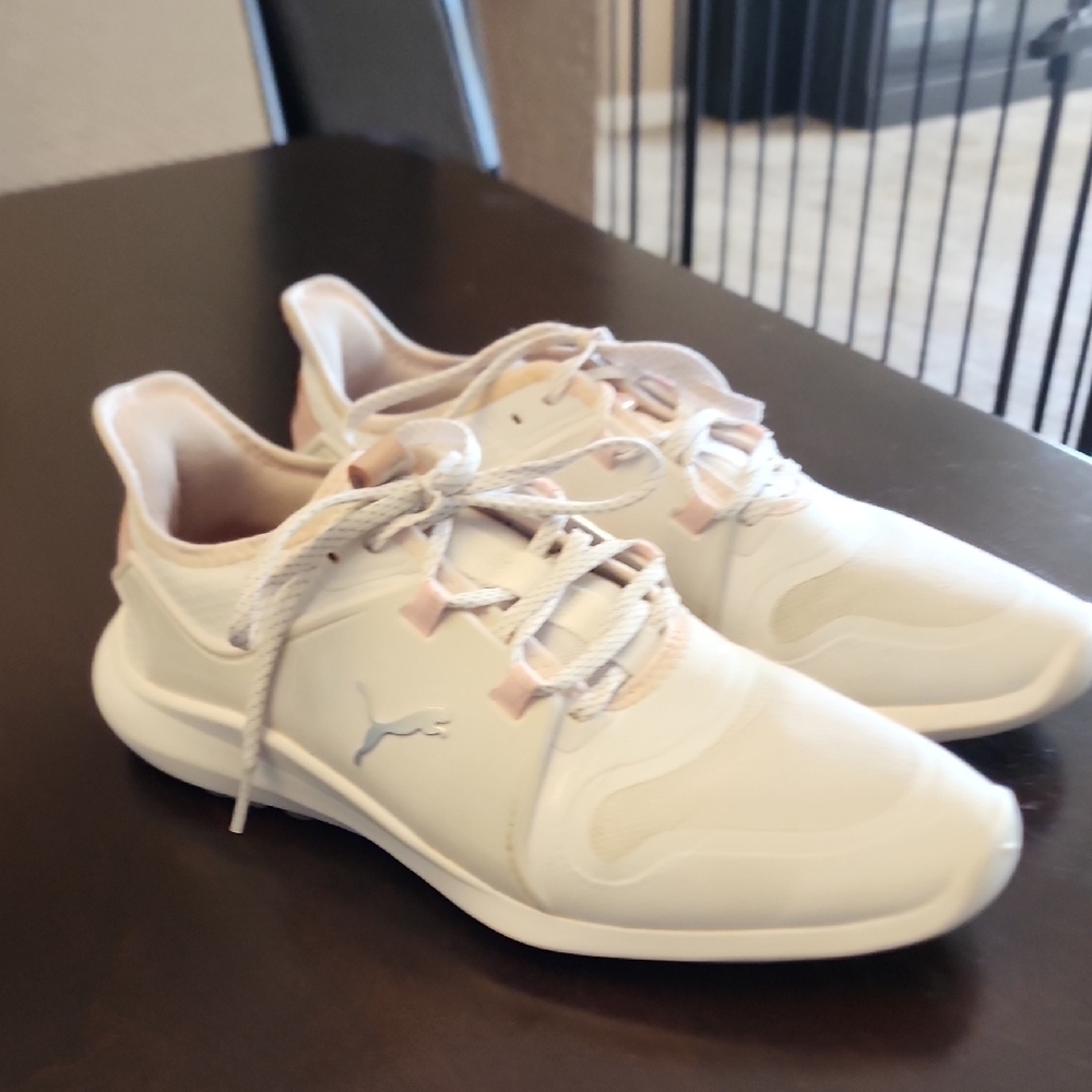 Puma Cream and White Athletic Shoes